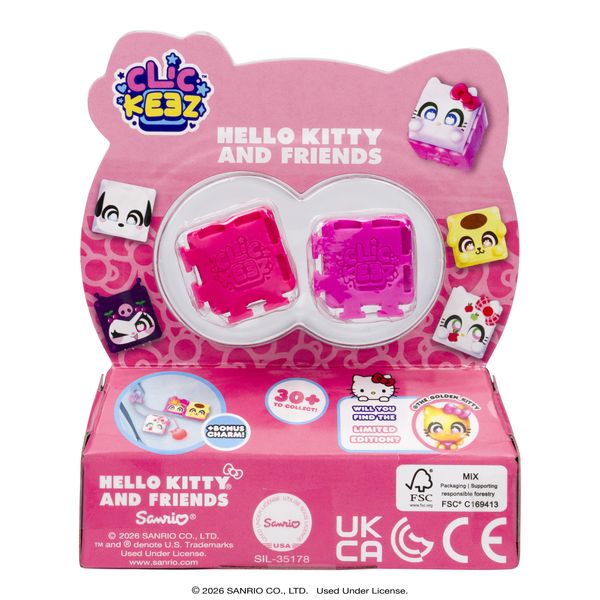 Clickeez hello kitty & friends – confezione da 3 personaggi, portachiavi, fidget asmr, collezionabili, da 6 anni - CLICKEEZ, Hello Kitty