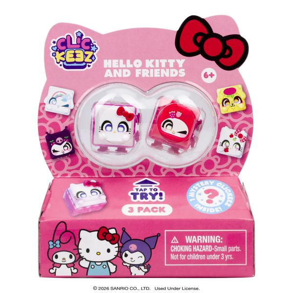 Clickeez hello kitty & friends – confezione da 3 personaggi, portachiavi, fidget asmr, collezionabili, da 6 anni - CLICKEEZ, Hello Kitty