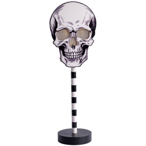 Decorazione teschio con luci in mdf h.cm.32 ca. (batterie incluse) con cartellino/etichetta - CARNIVAL TOYS
