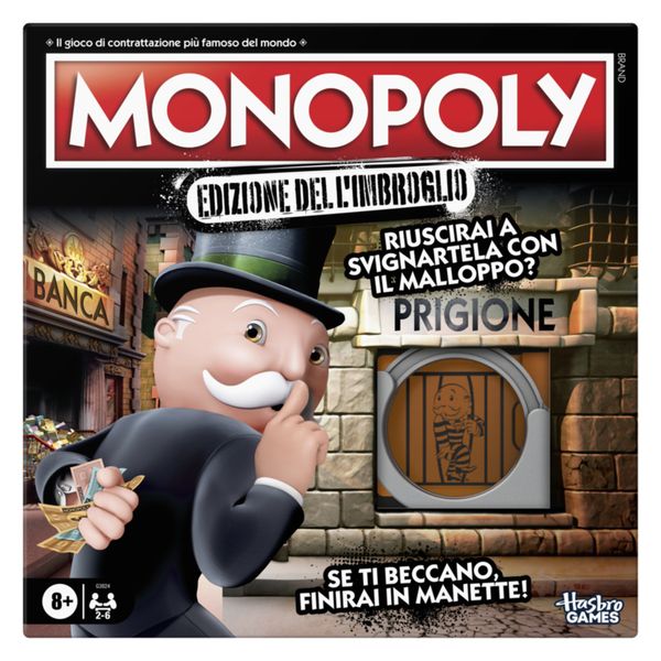 Gioco da tavolo monopoly edizione dell'imbroglio: gioco da tavolo, giochi divertenti per famiglie, bambini e bambine, adolescenti e adulti, 8 anni+ - MONOPOLY