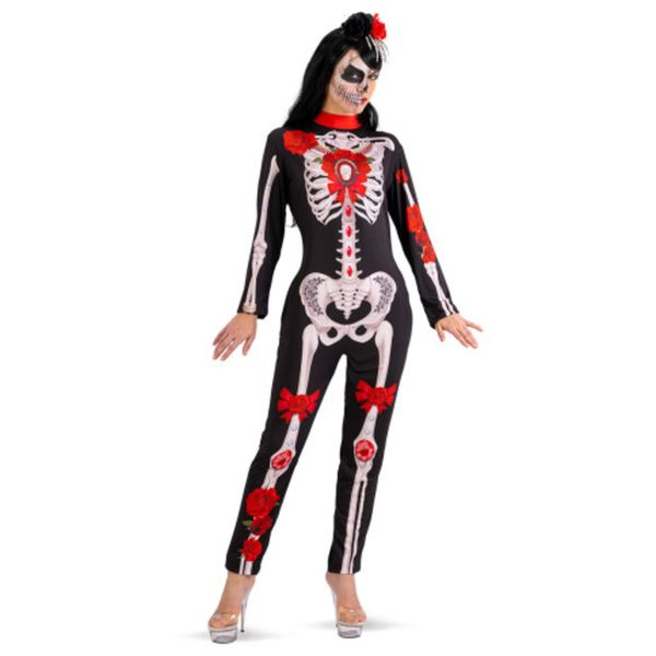 Costume tuta scheletro messicano donna t.u. (s/m) in busta con gancio - CARNIVAL TOYS