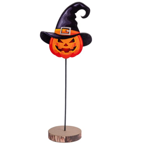 Decorazione zucca in mdf h.cm.25 ca. con cartellino/etichetta - CARNIVAL TOYS