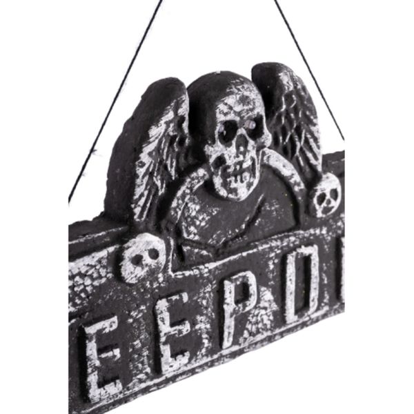 Insegna decorativa halloween h.cm.20x42 ca. con luci (batterie incluse) in polistirolo con cartellino/etichetta - CARNIVAL TOYS