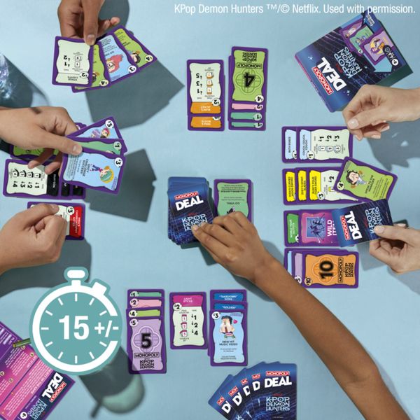 Monopoly deal: gioco di carte kpop demon hunters, giochi di famiglia per bambini, adolescenti e adulti, 2-5 giocatori, 15 minuti, da 8 anni - KPOP DEMON HUNTERS, MONOPOLY