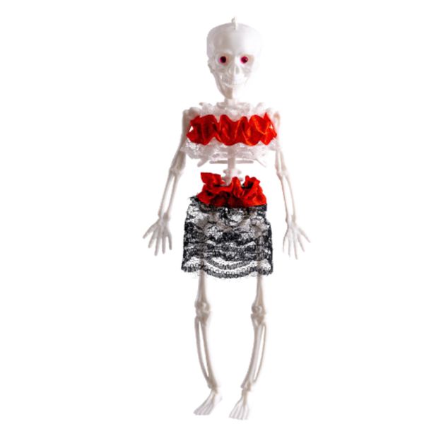 Scheletrina d'appendere h.cm.30 ca. con abito in pizzo con cartellino/etichetta - CARNIVAL TOYS