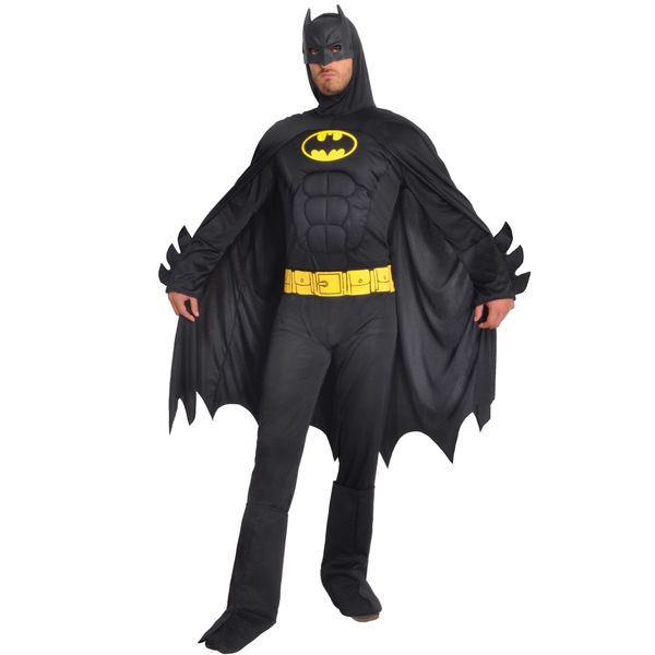 Costume batman muscoloso adulto con mantello e maschera - BATMAN