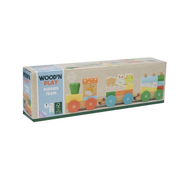 Trenino wood'n play: giocattolo eco-friendly con personaggi colorati e blocchi da costruzione - WOOD 'N' PLAY