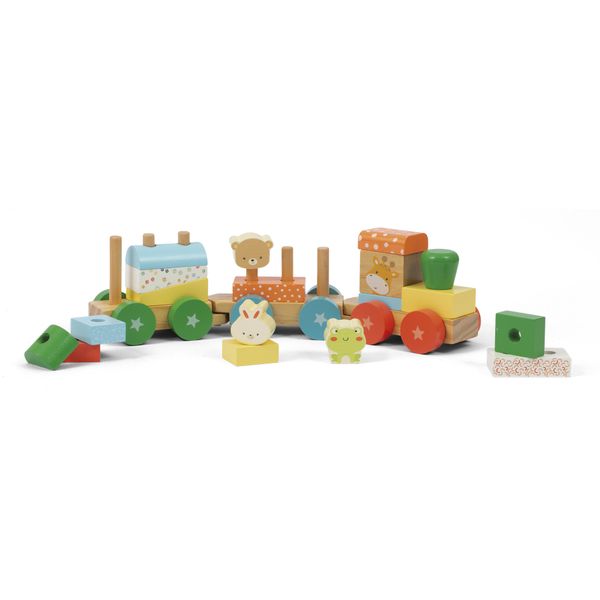 Trenino wood'n play: giocattolo eco-friendly con personaggi colorati e blocchi da costruzione - WOOD 'N' PLAY