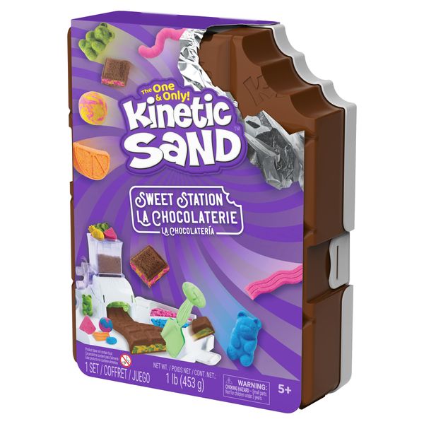 Kinetic sand, laboratorio dei dolci con 453 g di sabbia modellabile, custodia a forma di snack in barretta e 8 attrezzi e formine, 5+ anni - KINETIC SAND