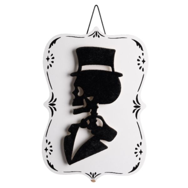 Decorazione scheletro d'appendere in mdf h.cm.23x15 con cartellino/etichetta - CARNIVAL TOYS