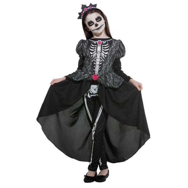 Costume travestimento halloween regina degli scheletri bambina - CARNAVAL QUEEN