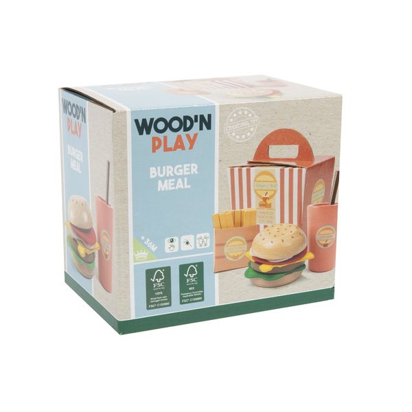 Set gioco hamburger con bibita e patatine per bambini - WOOD 'N' PLAY