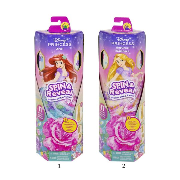 Principesse disney spin & reveal - assortito - bambola ispirata al film disney con 11 sorprese incluse - DISNEY PRINCESS