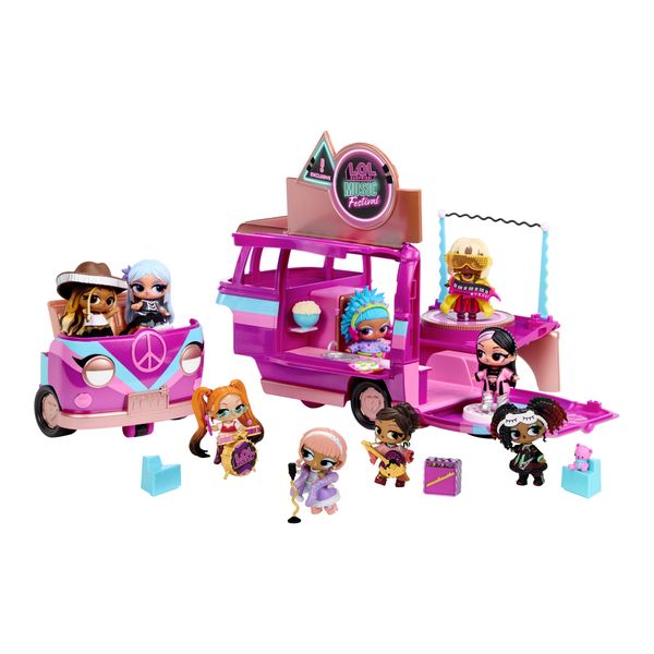 L.o.l. surprise! music festival tour bus – playset 5 in 1 con bambolina esclusiva e oltre 20 accessori - LOL