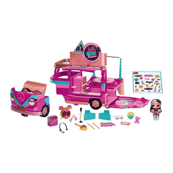 L.o.l. surprise! music festival tour bus – playset 5 in 1 con bambolina esclusiva e oltre 20 accessori - LOL