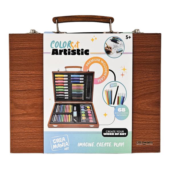 Valigetta colori in legno - 68 pz - CREA MANIA