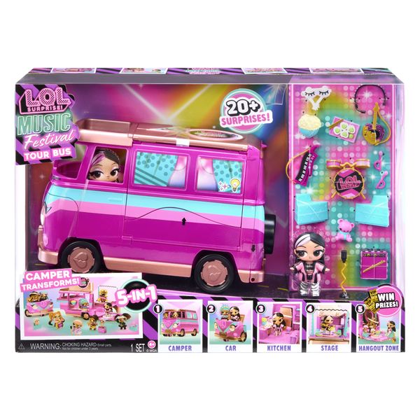 L.o.l. surprise! music festival tour bus – playset 5 in 1 con bambolina esclusiva e oltre 20 accessori - LOL