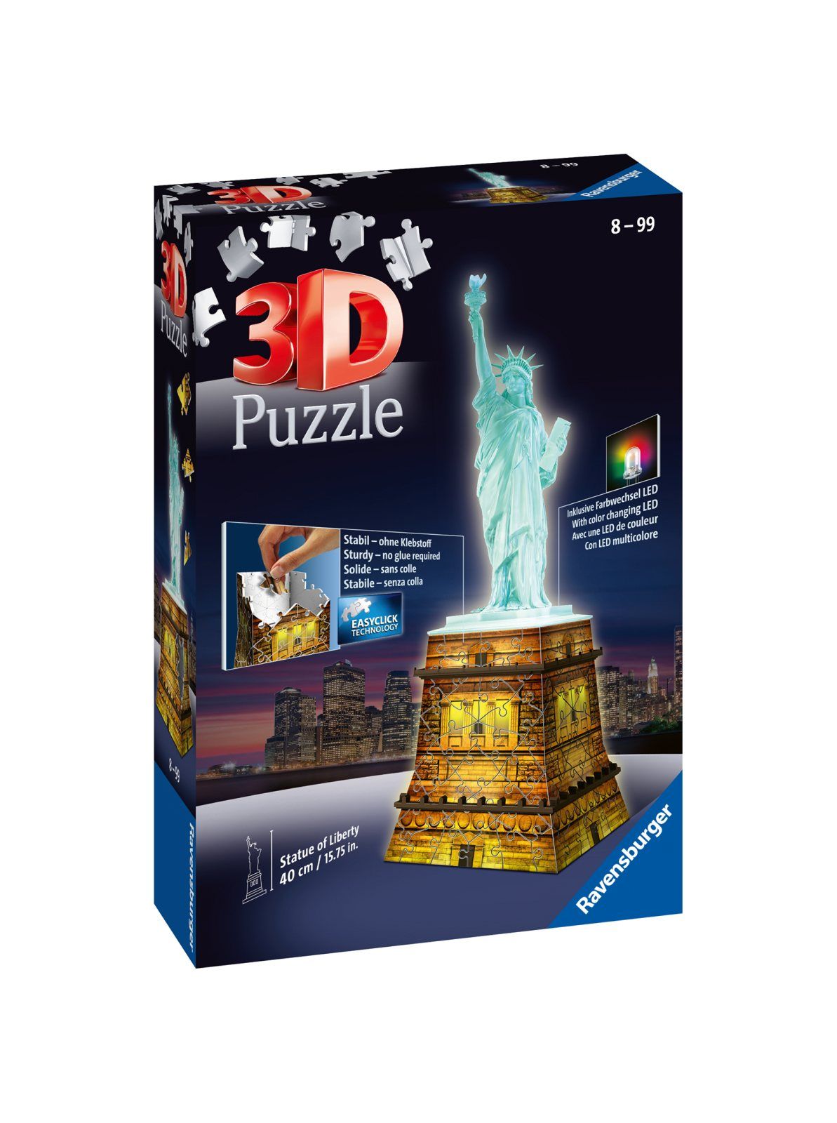 Ravensburger - 3d puzzle statua della liberta' night edition, londra, 216 pezzi, 10+ anni - RAVENSBURGER, RAVENSBURGER 3D PUZZLE