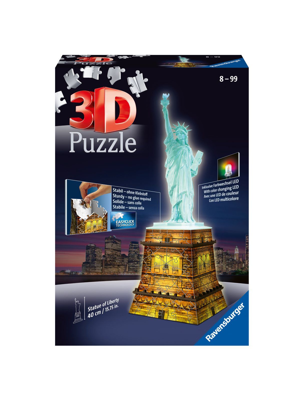 Ravensburger - 3d puzzle statua della liberta' night edition, londra, 216 pezzi, 10+ anni - RAVENSBURGER, RAVENSBURGER 3D PUZZLE