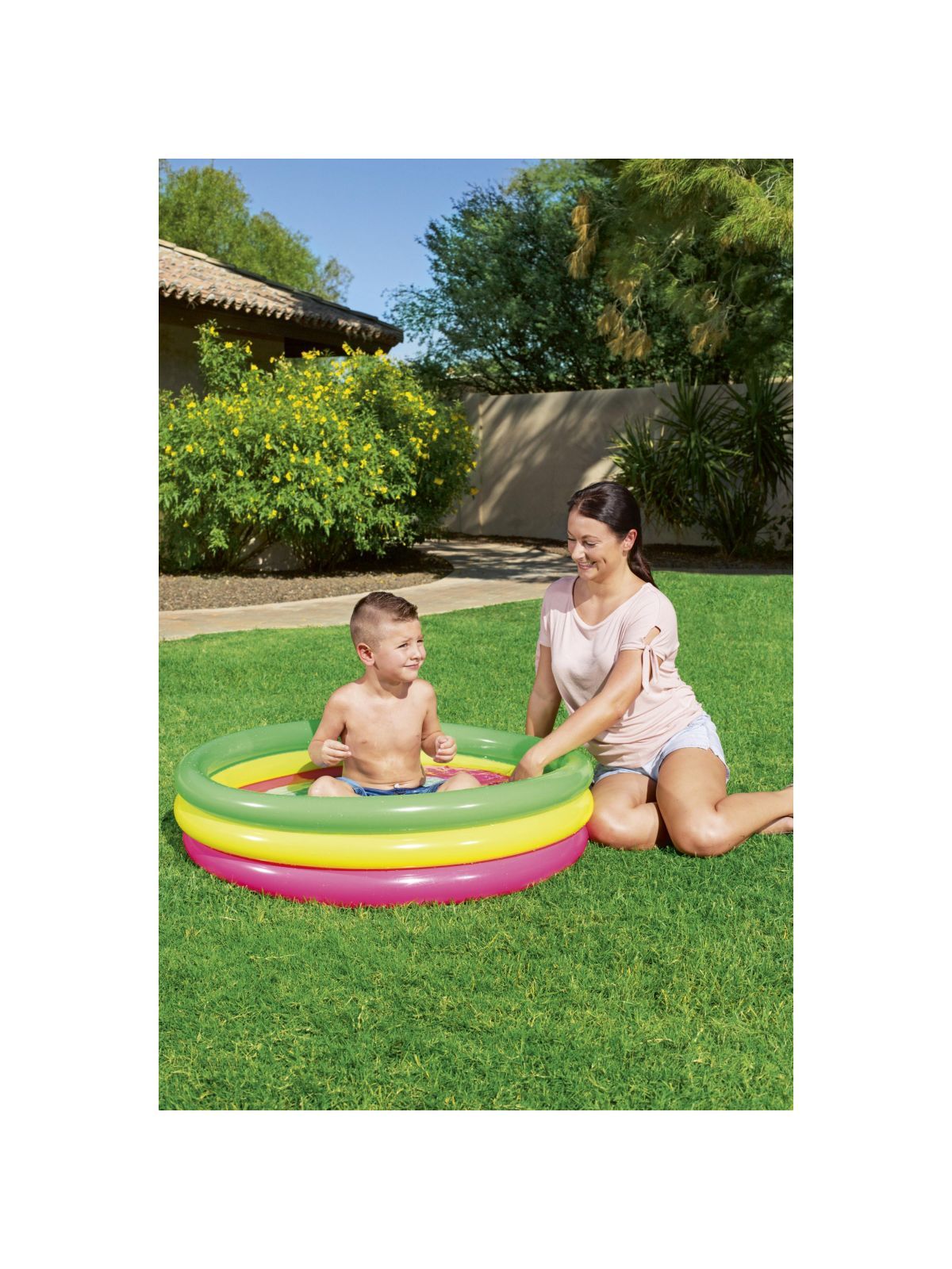 Bestway piscina summer 3 anelli color con fondo gonfiabile 102x25 cm - Bestway