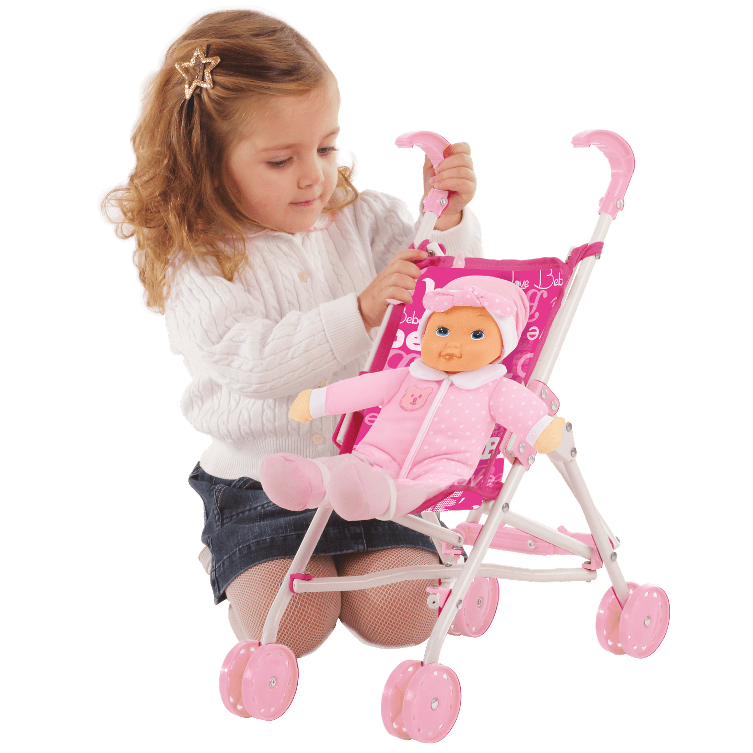 Passeggino in metallo con bambola soft - LOVE BEBÈ