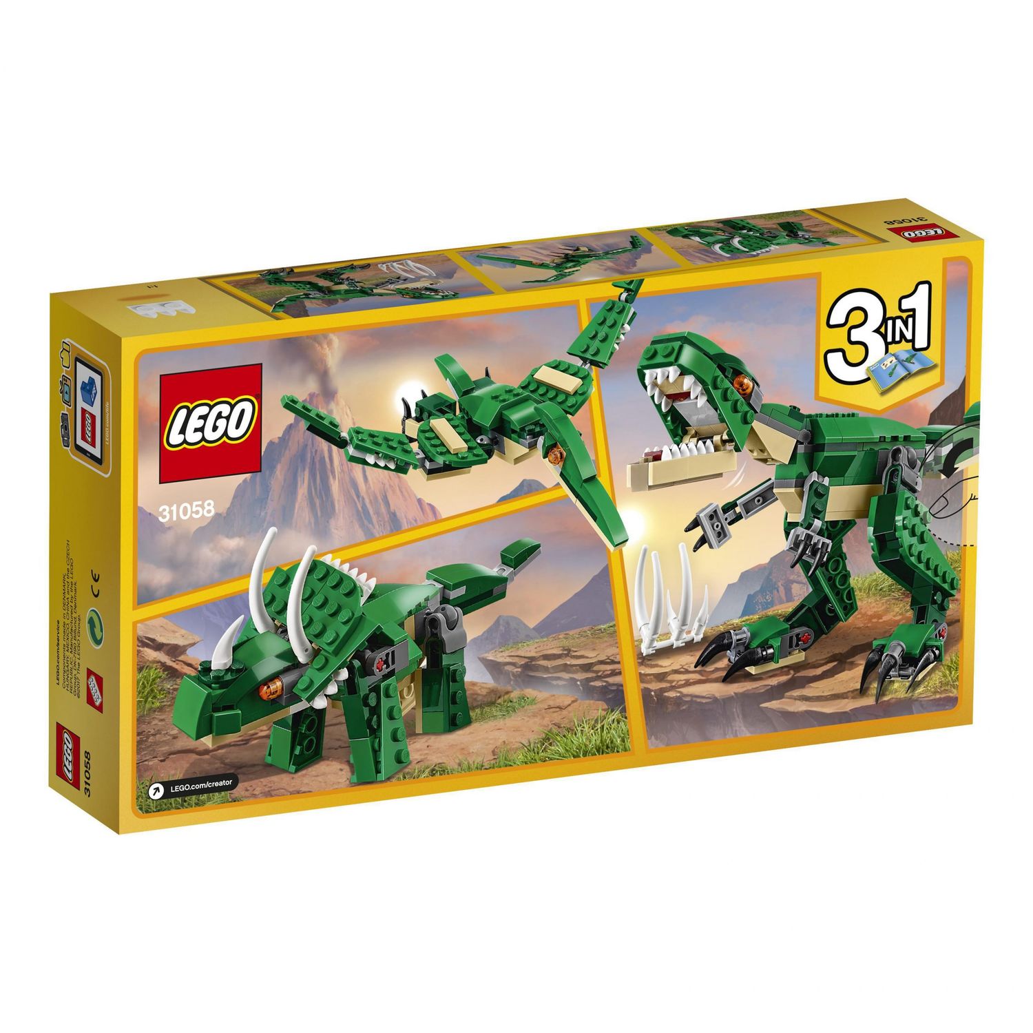 Lego creator 31058 dinosauro, giocattolo 3 in 1, giochi per bambini da costruire con t-rex e pterodattilo, idee regalo - LEGO CREATOR, Lego