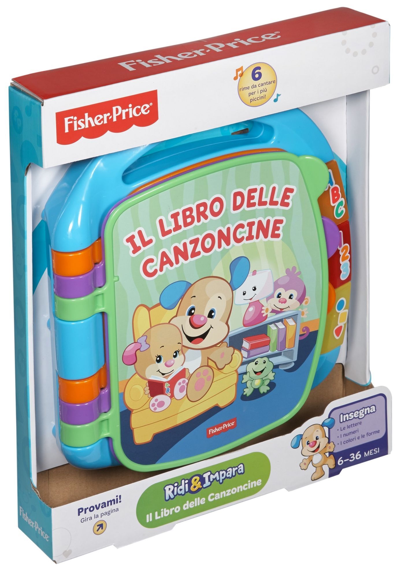 Fisher price- libro delle canzoncine ridi e impara, imparare parole, lettere e numeri, bambini dai 6 mesi - FISHER-PRICE