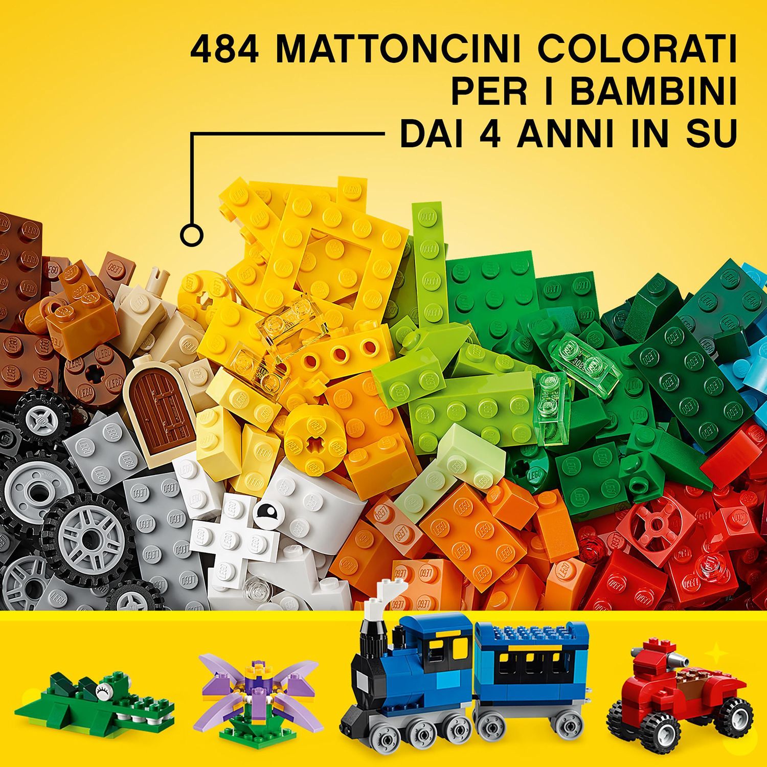 Lego classic 10696 scatola mattoncini creativi media, contenitore per costruire fiori, macchina, treno e aereo giocattolo - LEGO CLASSIC, Lego