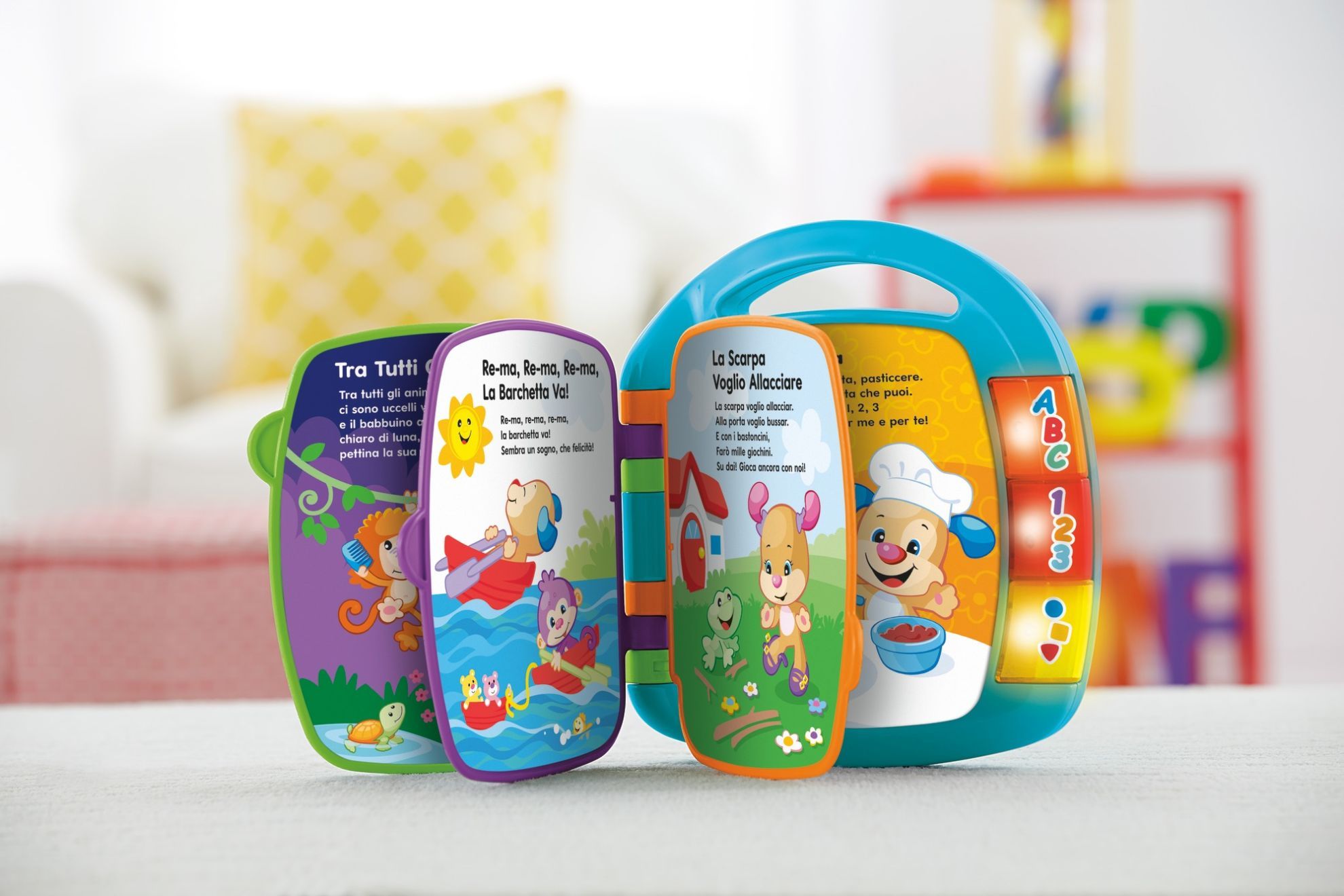 Fisher price- libro delle canzoncine ridi e impara, imparare parole, lettere e numeri, bambini dai 6 mesi - FISHER-PRICE