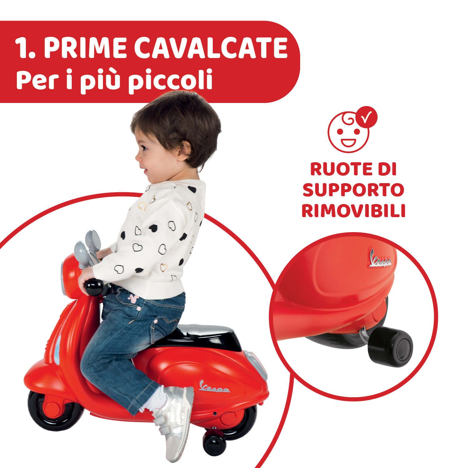 Cavalcabile vespa primavera rossa - Chicco