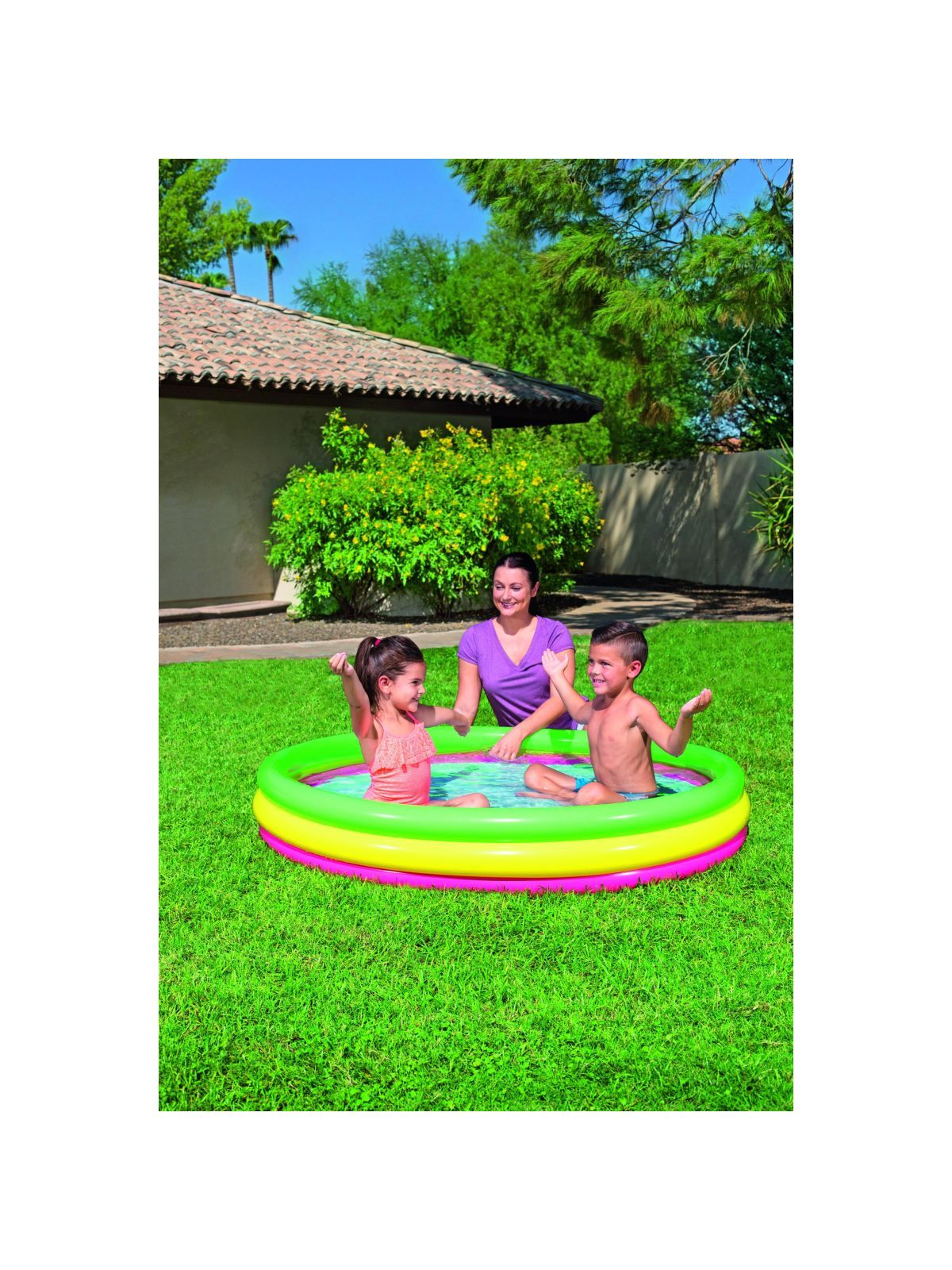 Bestway piscina summer a  3 anelli color con fondo gonfiabile 152x30 cm - Bestway