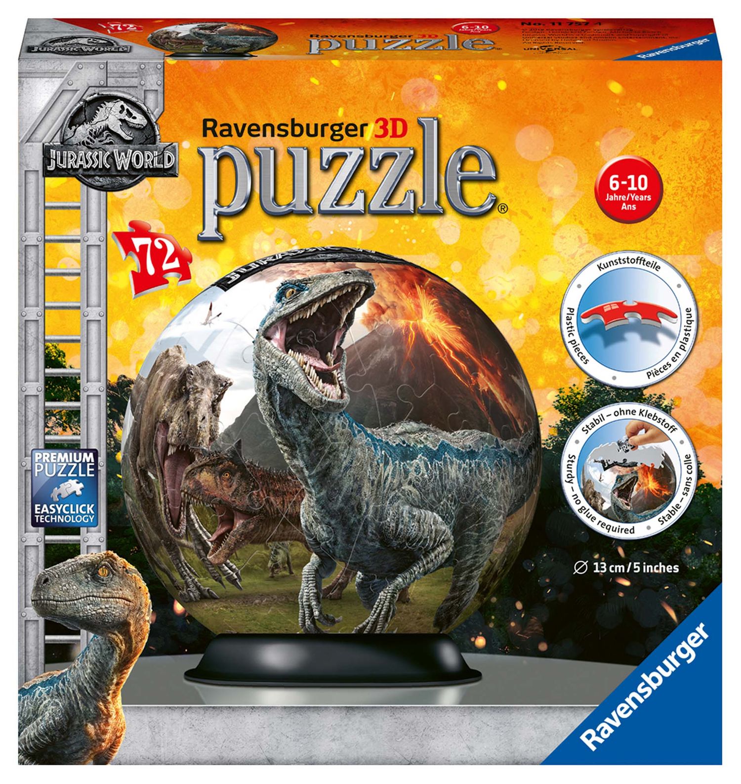 Jurassic world - 3d puzzleball ravensburger - Jurassic World, RAVENSBURGER, RAVENSBURGER 3D PUZZLE