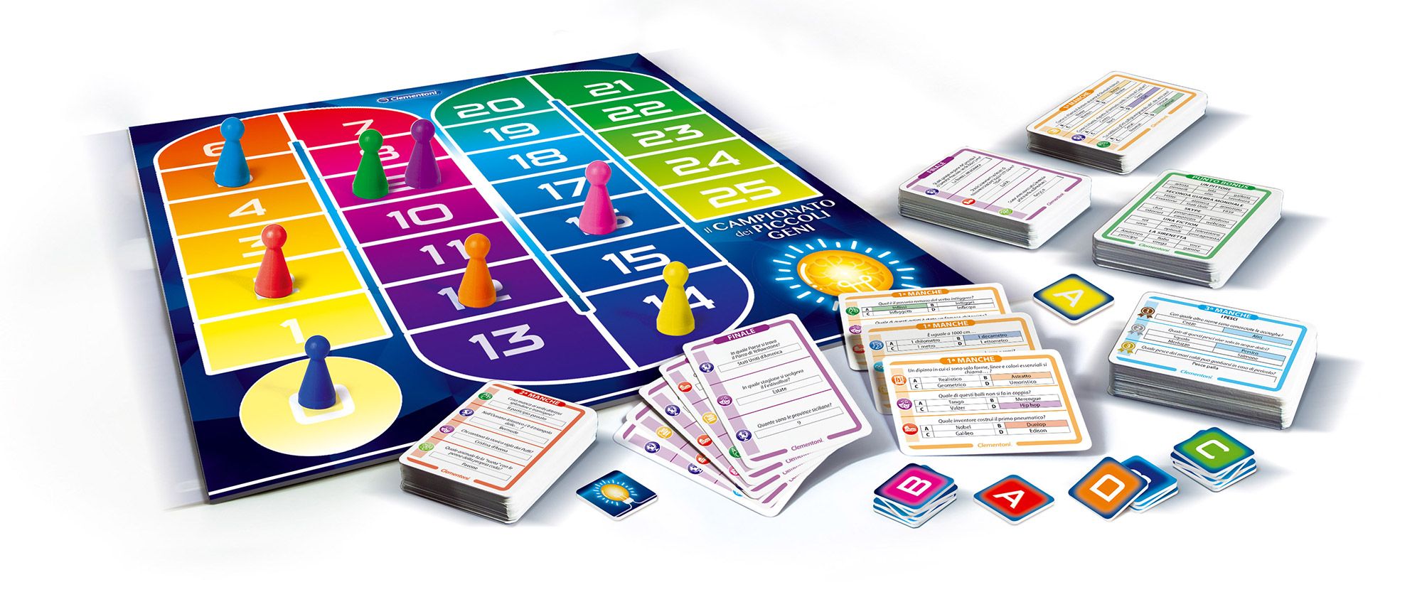 Il campionato dei piccoli geni – il gioco da tavolo educativo per sfide divertenti in famiglia - 8 anni+ - 2-8 giocatori - CLEMENTONI