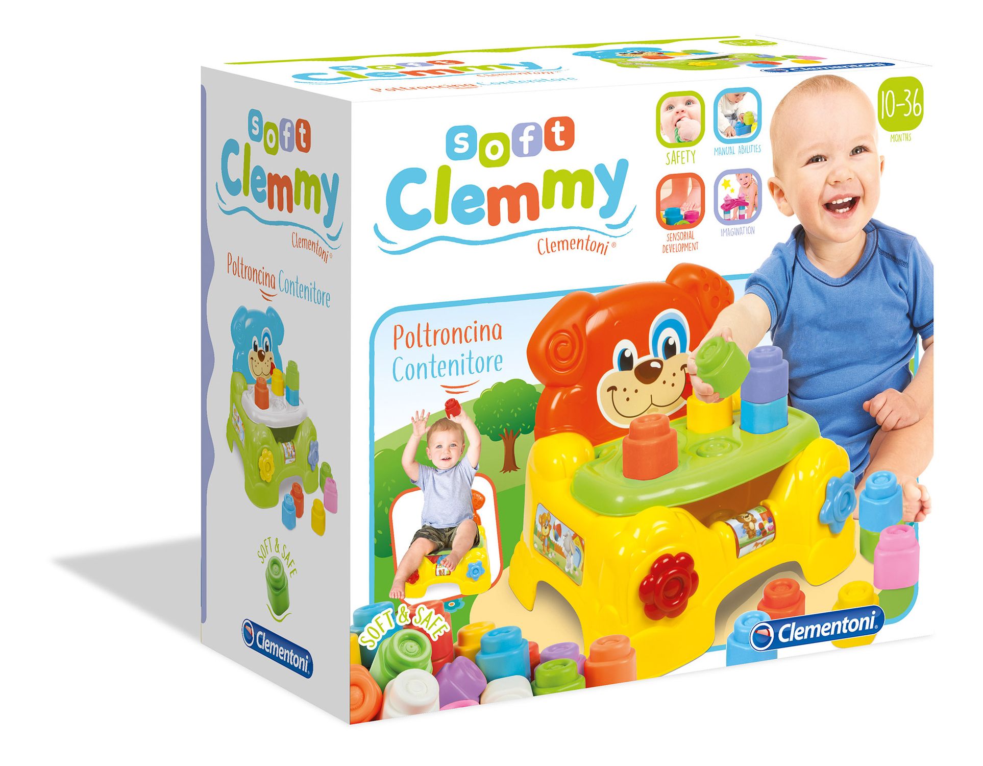 Clementoni - 17080 - poltroncina portamattoncini cagnolino - CLEMENTONI, CLEMMY