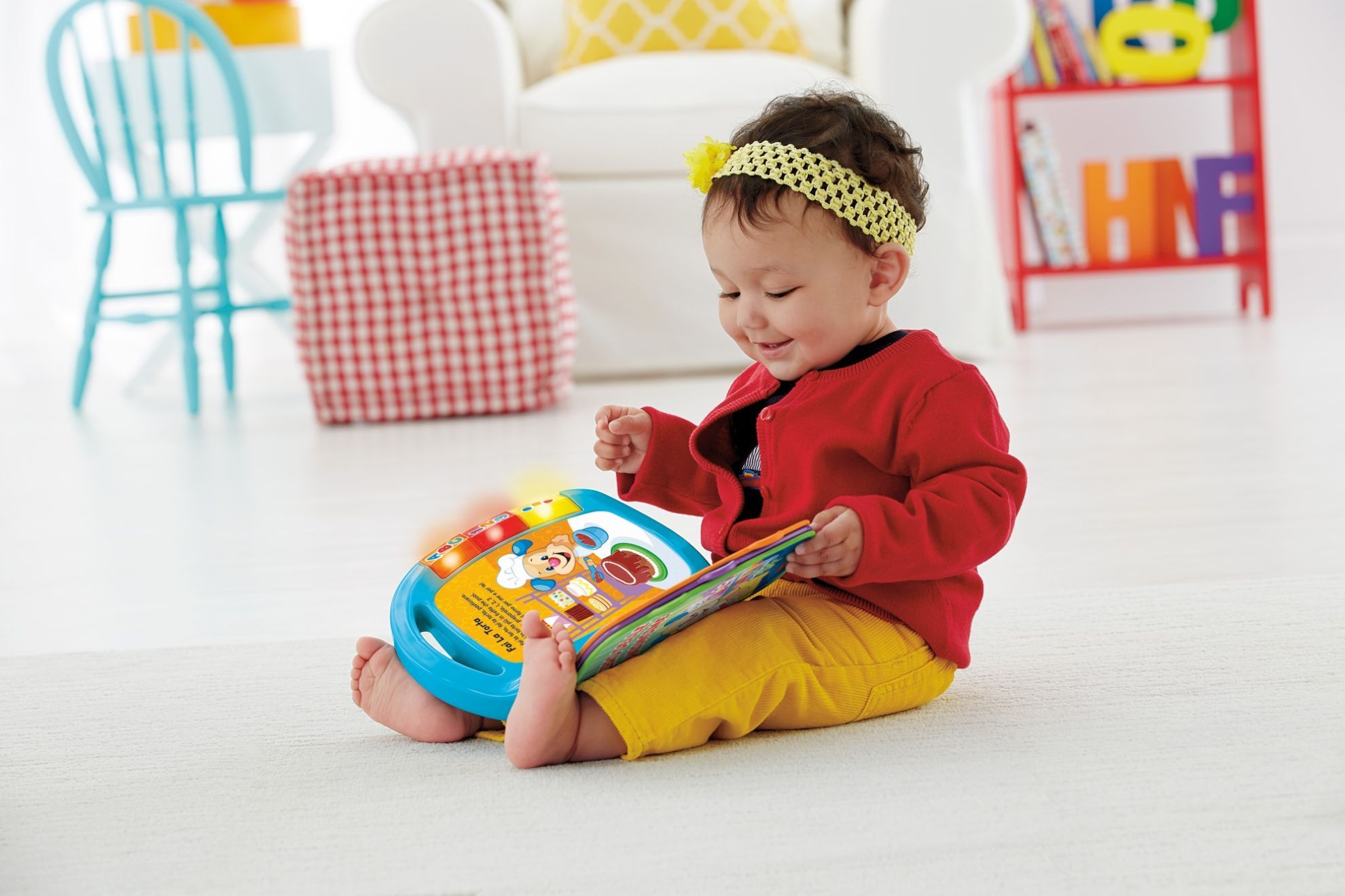 Fisher price- libro delle canzoncine ridi e impara, imparare parole, lettere e numeri, bambini dai 6 mesi - FISHER-PRICE