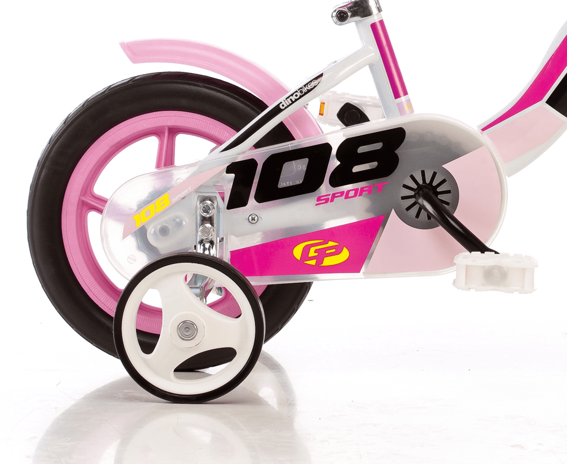 Bicicletta da 10 pollici senza freno per bambini - telaio in acciaio, ruote in lega, sella regolabile e stabilizzatori di sicurezza - adatta dai 2 ai 3 anni - DINO BIKES