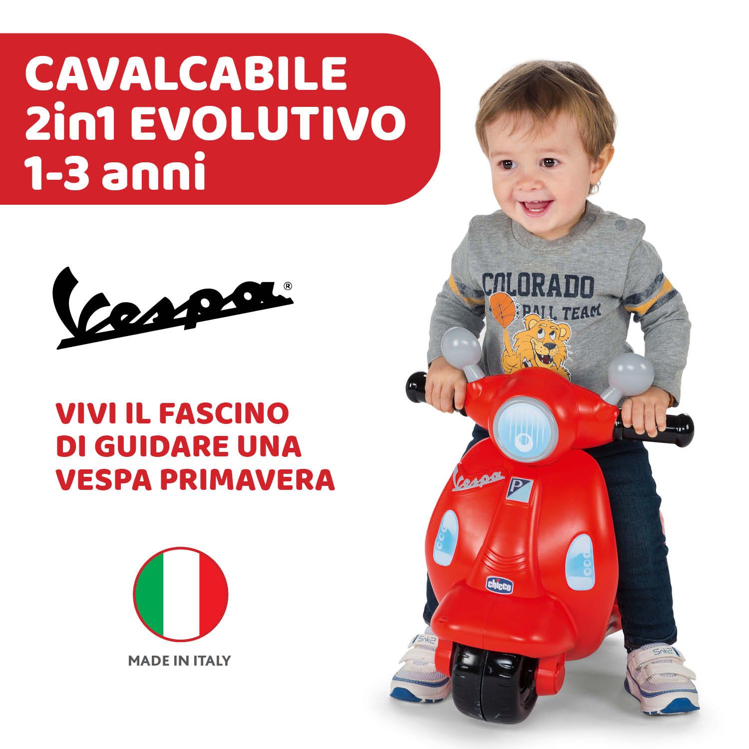 Cavalcabile vespa primavera rossa - Chicco
