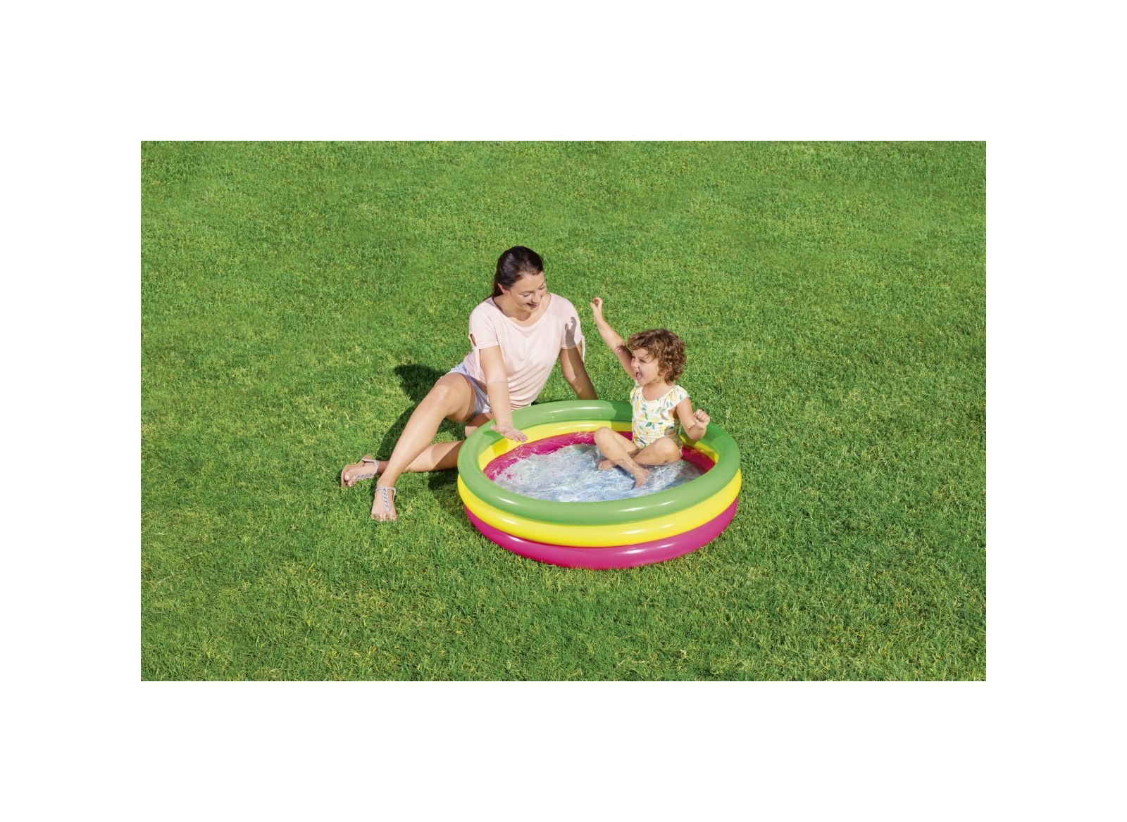 Bestway piscina summer 3 anelli color con fondo gonfiabile 102x25 cm - Bestway