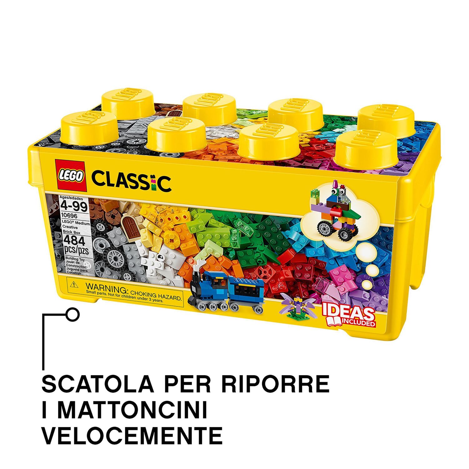 Lego classic 10696 scatola mattoncini creativi media, contenitore per costruire fiori, macchina, treno e aereo giocattolo - LEGO CLASSIC, Lego