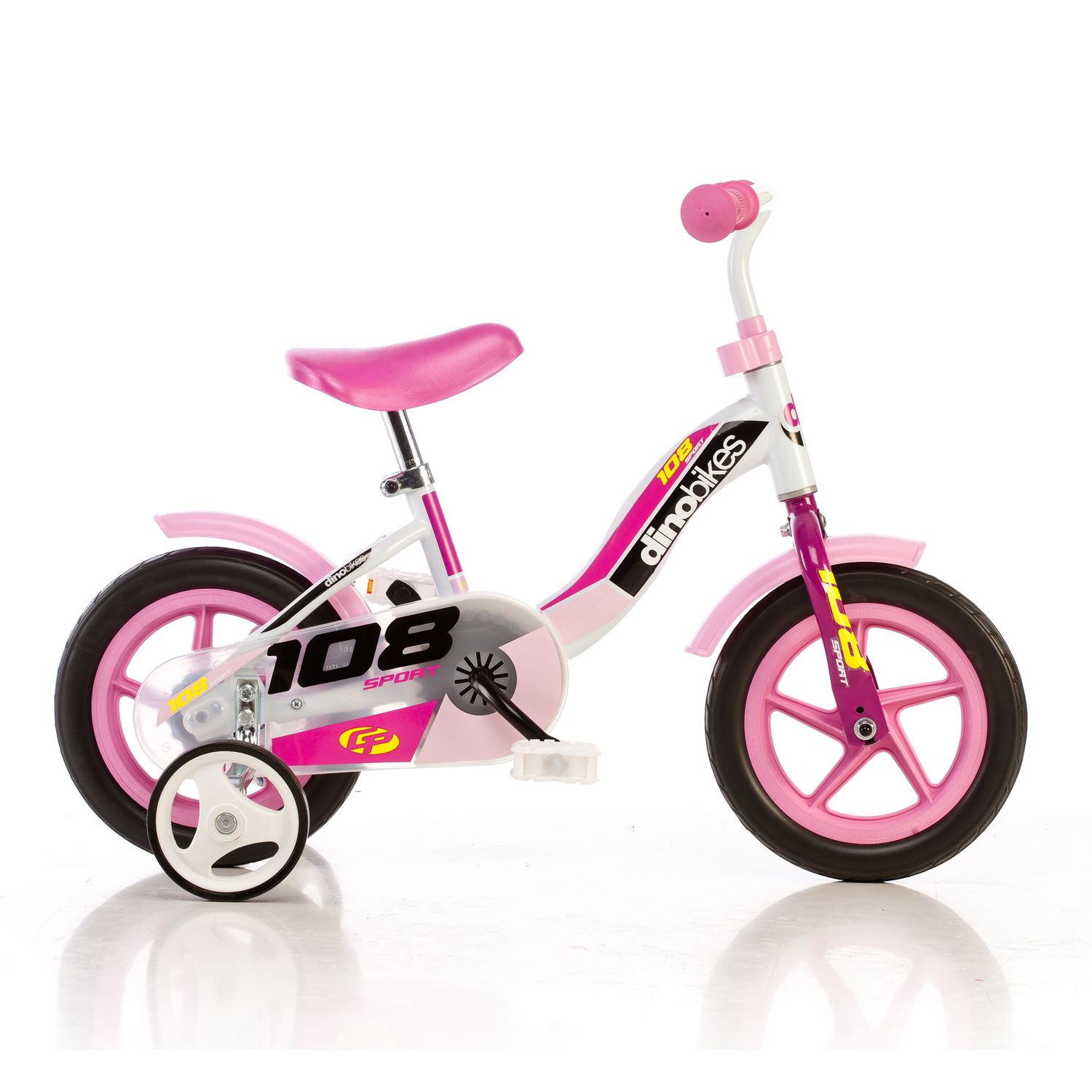 Bicicletta da 10 pollici senza freno per bambini - telaio in acciaio, ruote in lega, sella regolabile e stabilizzatori di sicurezza - adatta dai 2 ai 3 anni - DINO BIKES