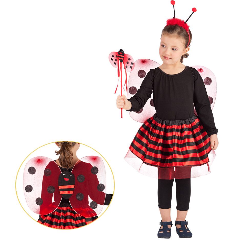 Set coccinella (ali, gonna, cerchietto e bacchetta) - 