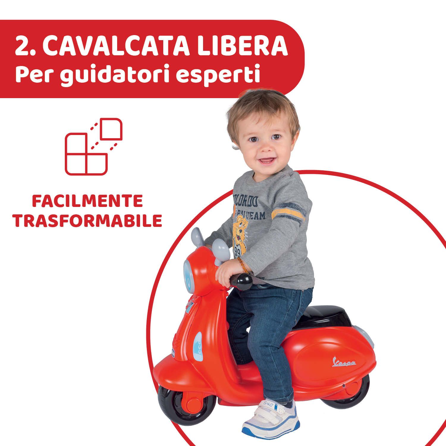 Cavalcabile vespa primavera rossa - Chicco