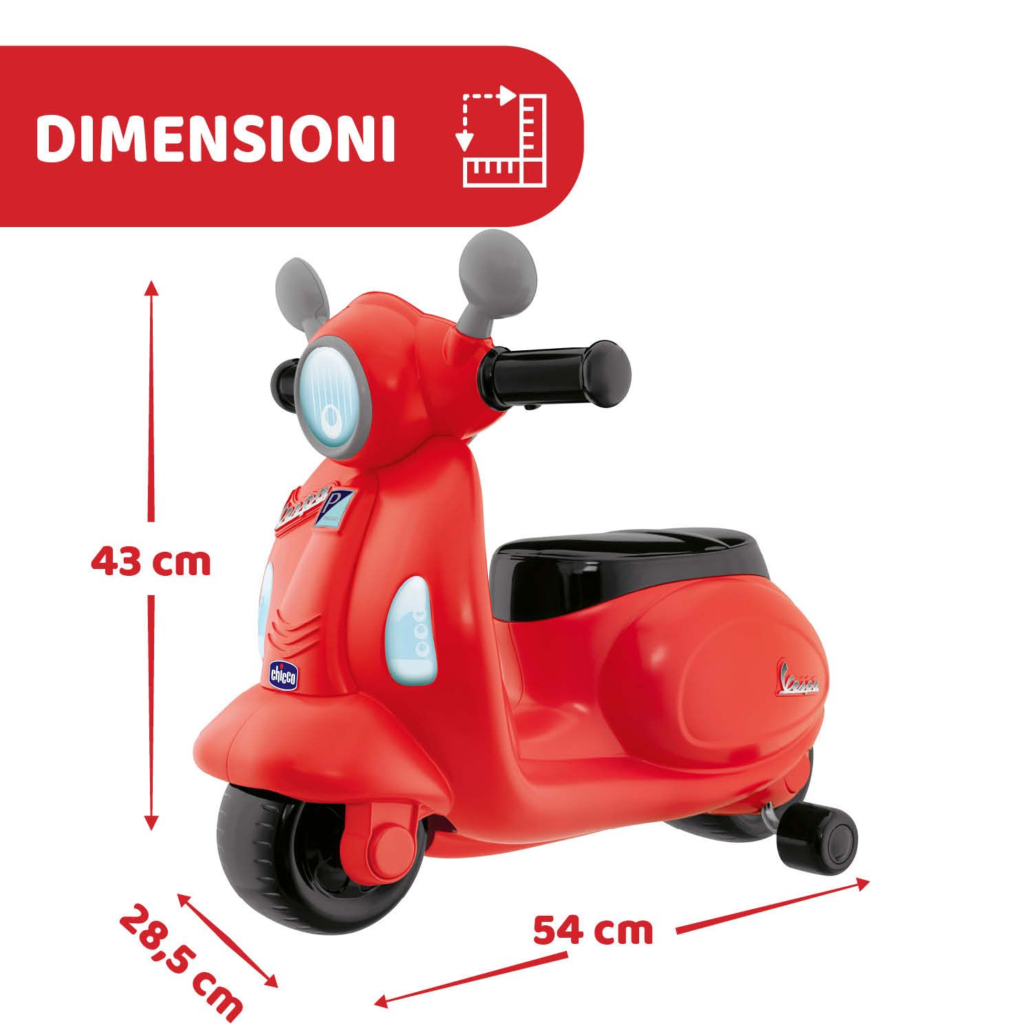 Cavalcabile vespa primavera rossa - Chicco