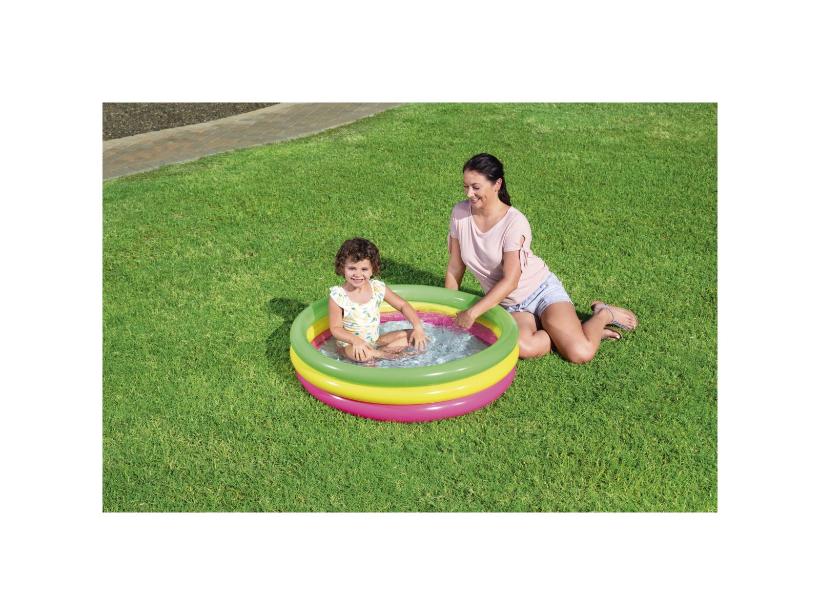 Bestway piscina summer 3 anelli color con fondo gonfiabile 102x25 cm - Bestway
