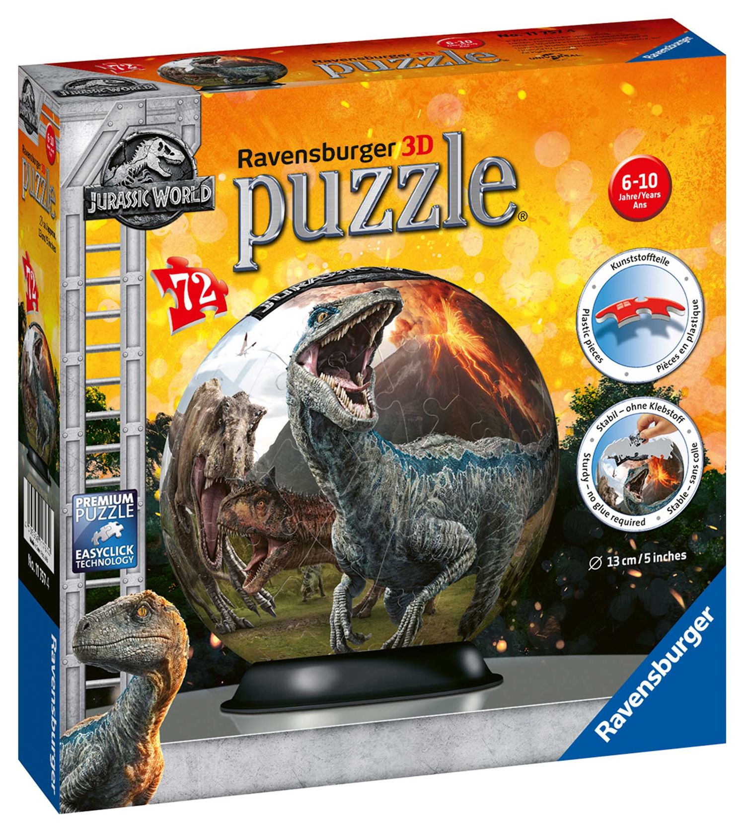 Jurassic world - 3d puzzleball ravensburger - Jurassic World, RAVENSBURGER, RAVENSBURGER 3D PUZZLE