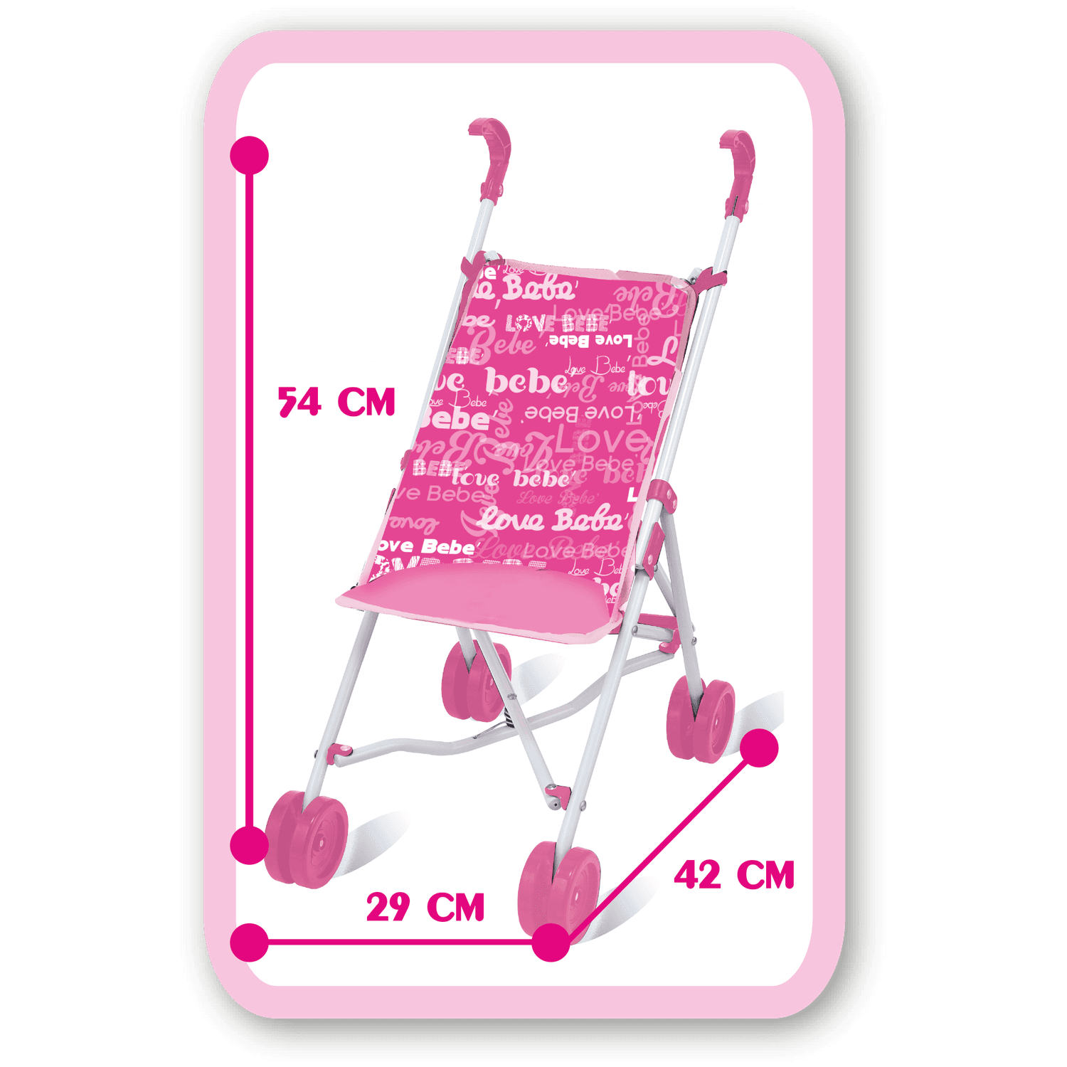 Passeggino in metallo con bambola soft - LOVE BEBÈ