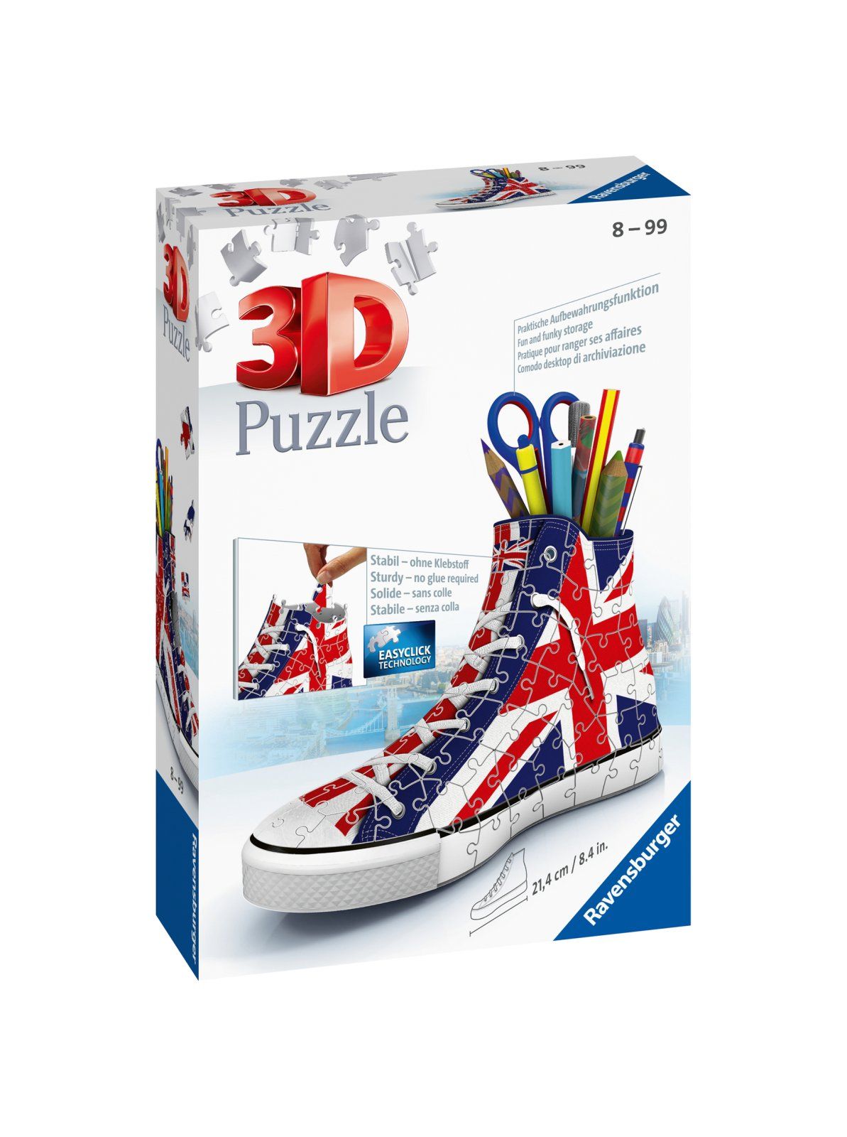 Ravensburger - 3d puzzle portapenne sneaker union jack edition, 108 pezzi, 8+ anni - RAVENSBURGER, RAVENSBURGER 3D PUZZLE
