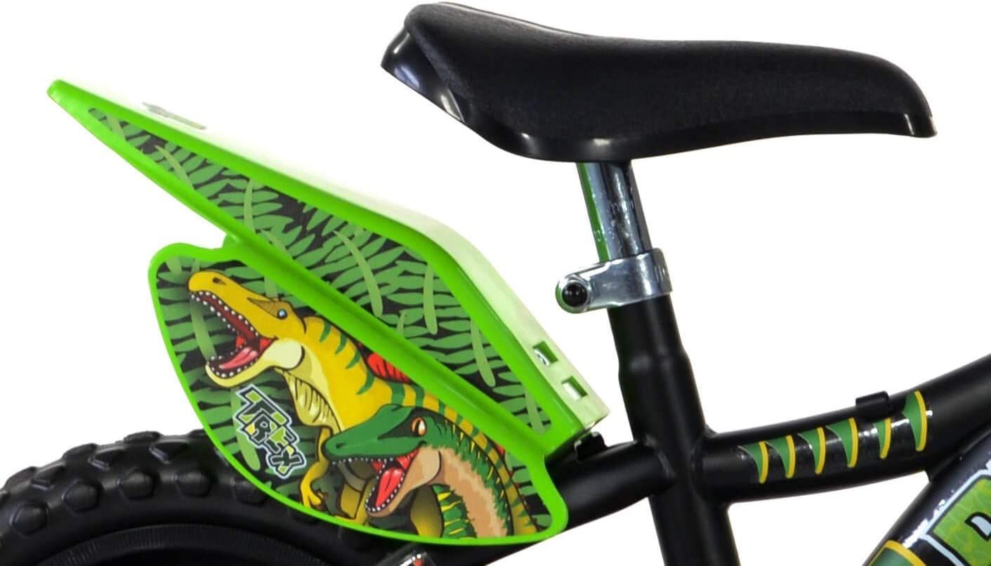 Bicicletta 14 pollici bicicletta dinosauro per bambini con stabilizzatori, mascherina frontale - adatta dai 5 ai 7 anni - 