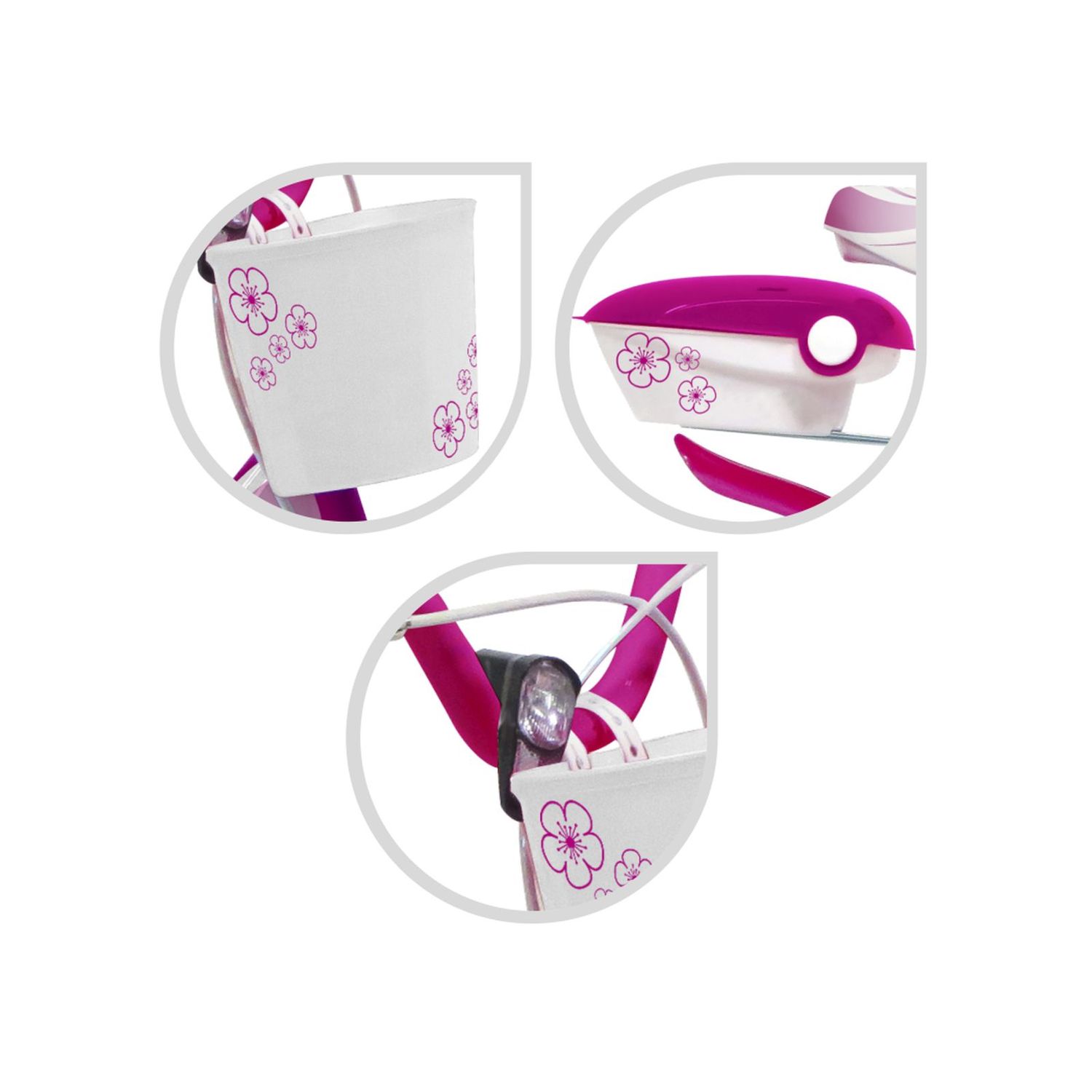 Bicicletta 14" - fucsia - bauletto, cestello e disco colorato nella ruota anteriore inclusi - adatta per  bambini dai 5-7 anni - SUN&SPORT