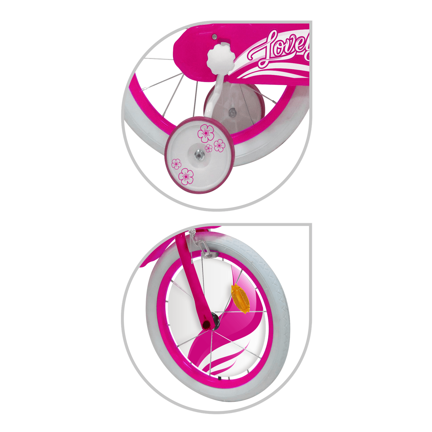 Bicicletta 16" - fucsia - 2 freni caliper - bauletto, cestello e disco colorato nella ruota anteriore inclusi - adatta per  bambini dai 8-12 anni - SUN&SPORT